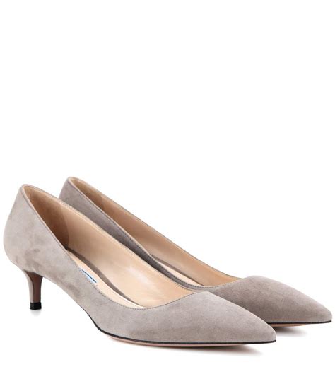 prada suede metal-heel pumps|Prada kitten heel boots.